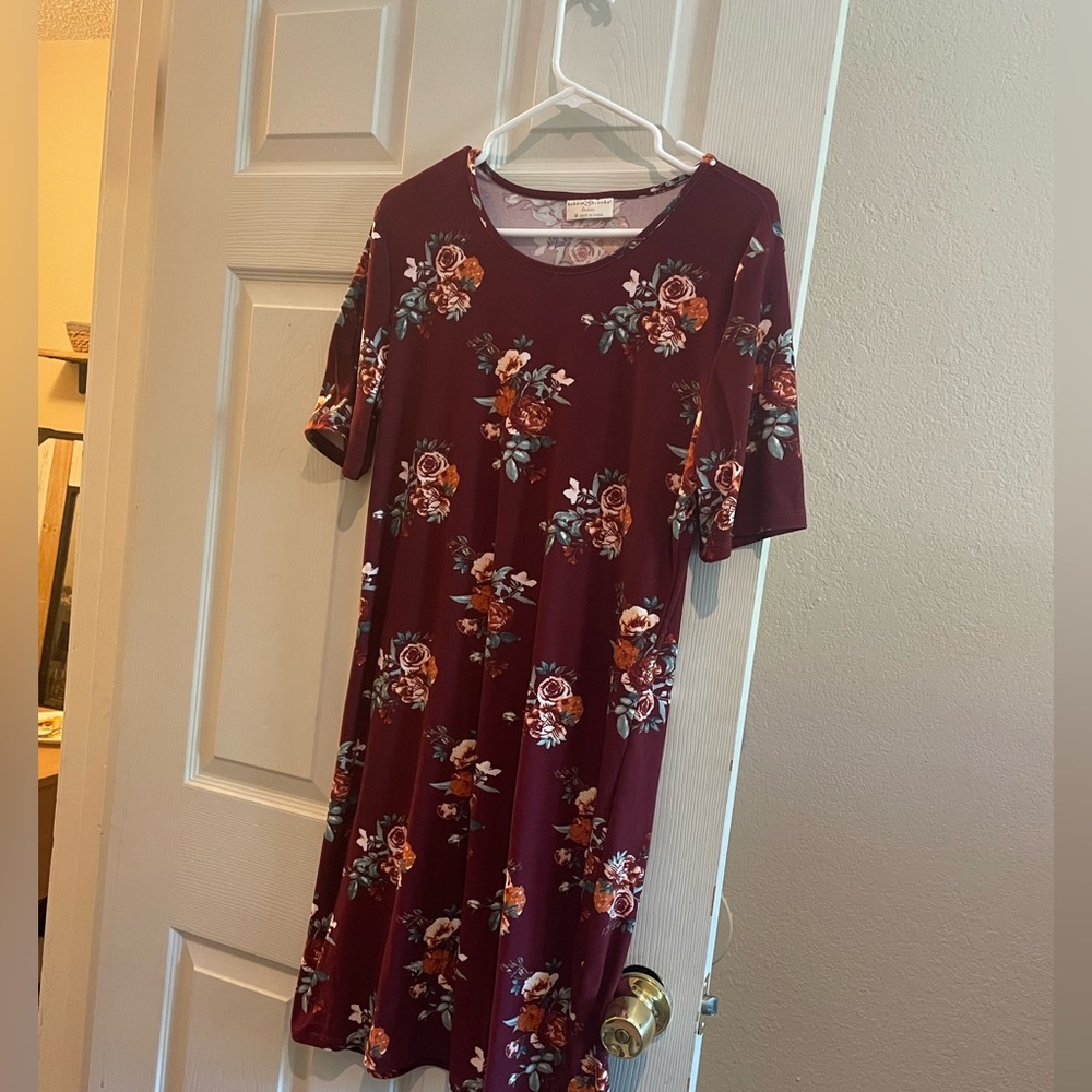 Women’s Bobbie Brooks Floral Burgundy Dress-medium